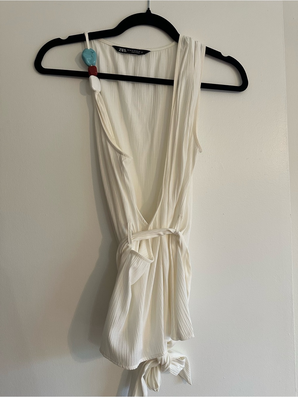 Zara Ivory Wrap-Front Sleeveless Camisole